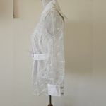 Simonton Says Sheer White Two Piece Top With Tie Button Down Collar NWT Size XS Photo 3