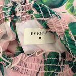 Everly  Floral Print Dress Smocked Neck Sleeveless Pink Green‎ Medium Photo 2