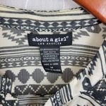About A Girl Womens Blouse Size Medium Black Bohemian Pattern Button Down Sheer Photo 6