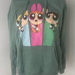 Cartoon Network NWT The Powerpuff Girls Graphic Print Pullover Hoodie Women’s Size XL Green Photo 0