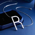 Silver Initial Stainless Steel Pendant Necklace Letters A Photo 1