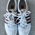K-Swiss  Heritage Classic White Leather Red Navy Blue Striped Tennis Shoes 9 Photo 0