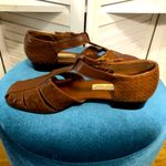 Etienne Aigner Italian fisherman genuine leather close toe heeled sandals sz 10 Photo 4