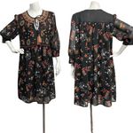 Philosophy Republic Med Black Multicolor Mesh Floral Embroidered Tie Front Dress Photo 1