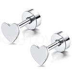 Silver Heart Flat Back Earrings Photo 0