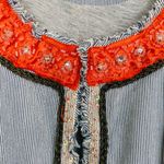 Free People blue and white striped open jacket with red trim & beading 6 Photo 2