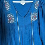 Umgee bright teal embroidered mini dress sz L Photo 3