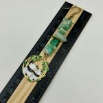 Handmade Green Chrysoprase Crystal and Gold Tone Panda Charm Dangle Earrings Photo 4