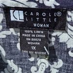 NEW Carole Little Woman Linen Button Down Blouse 1X Blue Photo 1