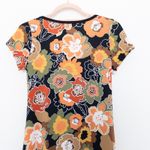 Y2K Only 9 Womens Babydoll Top Size M Petite Black Orange Floral Retro Indie Photo 7