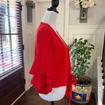 MILAN KISS NWOT Elegant Red Ruffle Sleeve Tie Photo 2