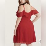Torrid Red Chiffon Ruffled Cold Shoulder Skater Dress Size 18 Photo 2