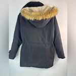 Mackintosh L Women's Fur Trim Hoodie Zip Snap Front Black Jacket Size L Photo 8