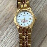 Seiko  Sports 50 Vintage Ladies Watch White Dial Date Gold Bracelet Winn-Dixie Photo 4