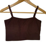 Wilo Ribbed Crop Tank Top Brown Spaghetti Strap Loungewear Active Ribbed Medium Photo 0