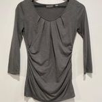 New York & Co. Gray Silver Metallic Ruched Top Small Photo 0