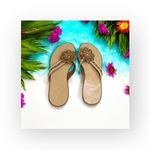 Coach Deadstock: new  ❃ Kelby Flower Hardware Thong Sandal ❃ Latte Leather ❃ 8.5 Photo 13