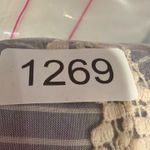 Xhilaration Striped Lace Button Up Shirt Womens M Blue White Boho Hippie Cowgirl Photo 8