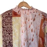 ZARA  Boho Patchwork Print Smocked Peasant Blouse Top Small‎ Photo 6