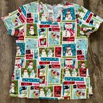 Sb Scrubs SB Scrub Top Winter Snowman Snow Small S  Photo 0