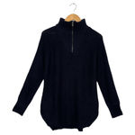 RDI New  Sweater Womens M Quarter Zip High Neck Long Sleeve Waffle Knit Blue Photo 4