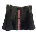 Free People  New Romantics Black Tribal Aztec Print Mini Flared Skirt Photo 1