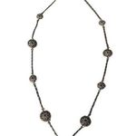 New Rare Monet Silver Tone Round Disk Sparkly Long Women’s Designer Necklace Silver Photo 0