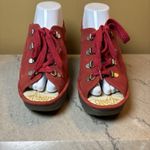 Fly London  Womens Ylfa Wedge Slingback Sandals‎ Size 38/7.5 Red Nubuck Lace Up Photo 2