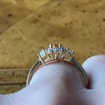 Natural Orange Garnet Sterling Silver Halo Ring Size 7 Gold Photo 1