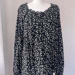 Style & Co Black & White Floral Print Scoop Neck Long Sleeve Blouse Size M Photo 0