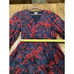 Shoshanna  faux wrap long sleeve floral ruffle blue & red v neck mini dress  10 Photo 4