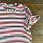 English Factory Striped Smocked Flutter Sleeves Red, White, & Blue - Sz L 💚🎀 Photo 9