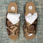 Yellow Box  Jodee Snakeskin Print Platform Slip On Sandals in Taupe Photo 5