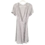 ASTR  Womens Modest Embroidered Short Sleeve Tie Wrap Midi Dress‎ Size S Lavender Photo 3