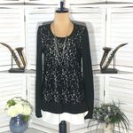 Vera Wang Simply  Lace Tunic Top Gray White - Medium Photo 2