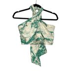 Joie  Lark Linen Green and White Halter Printed Crop Top SMALL Photo 2
