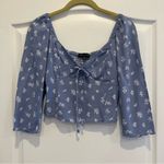 Kendall + Kylie  PACSUN Tie Front Bustier Top Blue Floral Size XS Photo 3