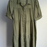 Trixxi  Tiered Mini Dress - Button Front,‎ Puff Sleeve, Casual - sz S Photo 0
