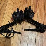 Jessica Simpson Celin Platform Heels Black Leather Women's Sandals Size 8 Embellished Whimsygoth Jewel Rave Punk Grommets Heels Sandals Photo 3