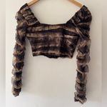 ZARA Corsetry Pattern Tulle Crop Top Woman's Long Sleeve Photo 6