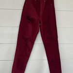 American Eagle  Outfitters Women’s 2 Denim Maroon Distressed Mom Jeans Photo 0