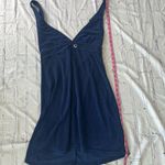 Venus Lingerie Mini Slip Dress Deep Navy Blue V-Neck M 90s Y2K Spaghetti Strap Photo 14