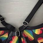 Rainbow Heart Patterned Bralette sz L Black Size L Photo 6