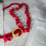 Artisan Vibrant tropical necklace watermelon tiki vacation tagua nuts Photo 3