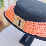 Vintage gold plated with Coral Pink Glass breads Necklace Photo 3