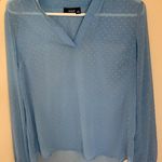 a.n.a . Blue Polka Dot Long Sleeve Top Photo 0