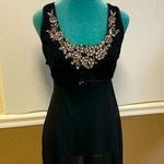 Jessica Vintage Black Velvet Sheer Babydoll Slip Dress Iridescent Beaded Floral Size XL Photo 0