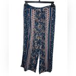Angie  Boho Mixed Print Pull On Pants Wide Leg relaxed size Large Photo 1