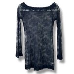 Floral Lace Black Long Sleeve Boat Neck Romantic Sleepwear Lingerie Mini Dress Size M Photo 1