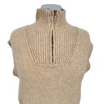 Pink Rose Sleeveless Beige Mock Neck Quarter Zip Sweater Vest Size Small Photo 3